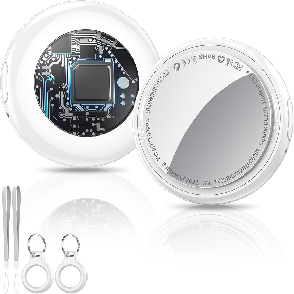 2025 New [Apple MFi Certified] (iOS Only) Air Tracker Tags-2 Pack, Bluetooth Tracker for Apple Find My, Replaceable Battery, Key Finder and Item Locator Smart Tag for Keys, Bags, Luggage, Pets, White