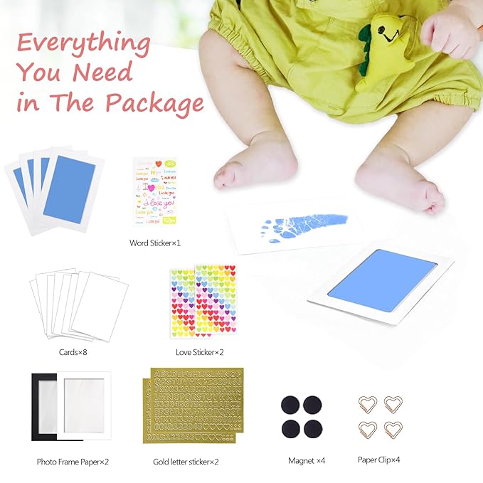 Inkless Baby Hand and Footprint Kit,Clean Touch Ink Pad for Baby Footprint Kit,No Mess Dog Paw Print Kit,DIY Footprint Ink for Baby Keepsake Gifts for Boys and Girls-BubblyBeeBaby