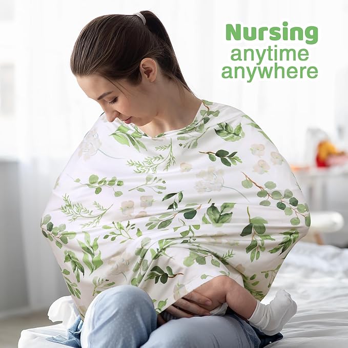 Nursing Cover Breastfeeding Scarf, Car Seat Covers for Babies Infant Carseat Canopy, Stretchy Soft Breathable Multi-Use Cover Ups for Stroller High Chair Shopping Cart, Baby Essentials for Summer-BubblyBeeBaby