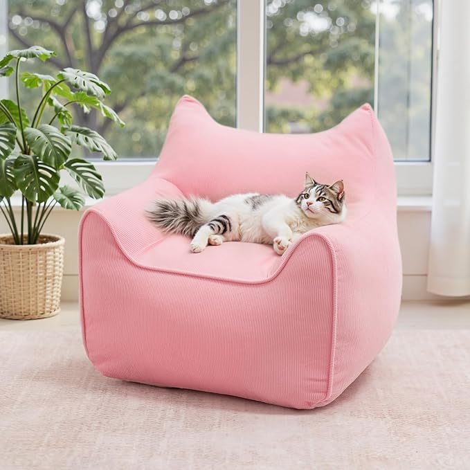 HOMMPA Kids Bean Bag Chair Stuffed Toddler Bean Bag Sofa with Pocket Filler Bean Bag Chair for Kids Boys and Girls Baby Lazy Floor Sofa Chair for Gaming Reading Playing Pink-BubblyBeeBaby