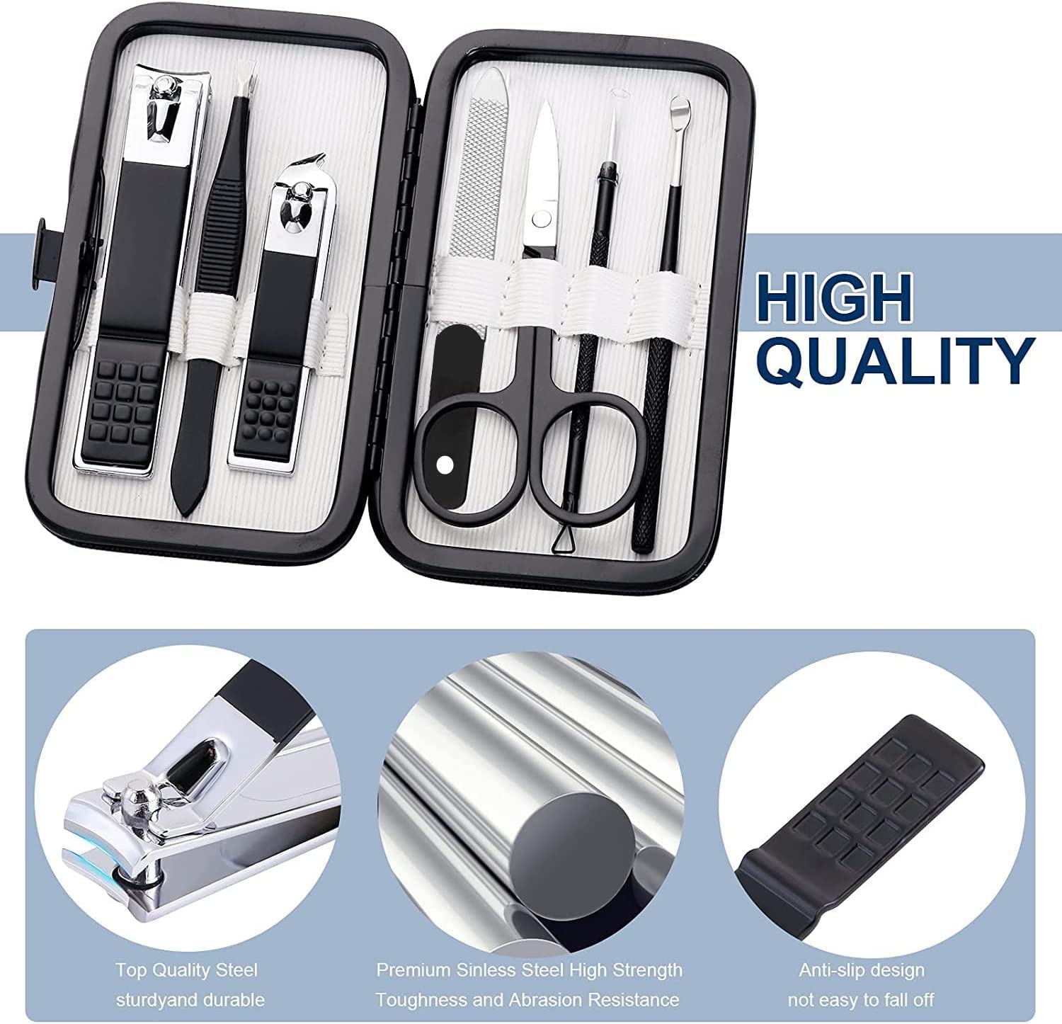 Nail Clippers Set Professional Manicure Set Grooming Kits Stainless Steel Travel Manicure Pedicure Kit Nail Care Tools Nail Kit with Travel Case Personal Care Tools Gifts for Men Women