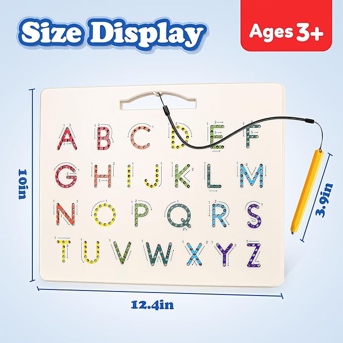 2 in 1 Magnetic Number Tracing Board, Magnetic Drawing Board Numbers 1-20 Writing Board Preschool Handwriting Learning Toys Alphabet & Math STEM Educational Toy for Toddlers Kids-BubblyBeeBaby