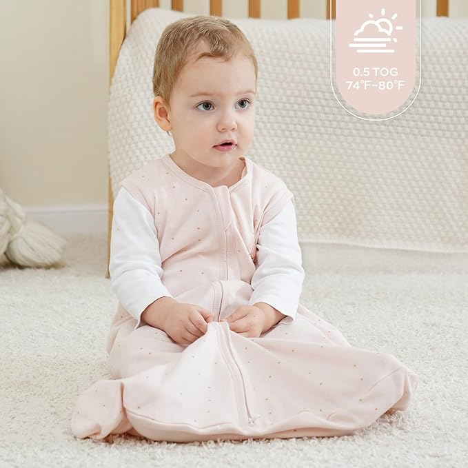 JELLYMONI Baby Sleep Sack 18-24 Months, 100% Cotton 3 Pack 0.5 TOG Baby Wearable Blanket Infant Sleep Sack with 2-Way Zipper Newborn Sleep Sacks-BubblyBeeBaby