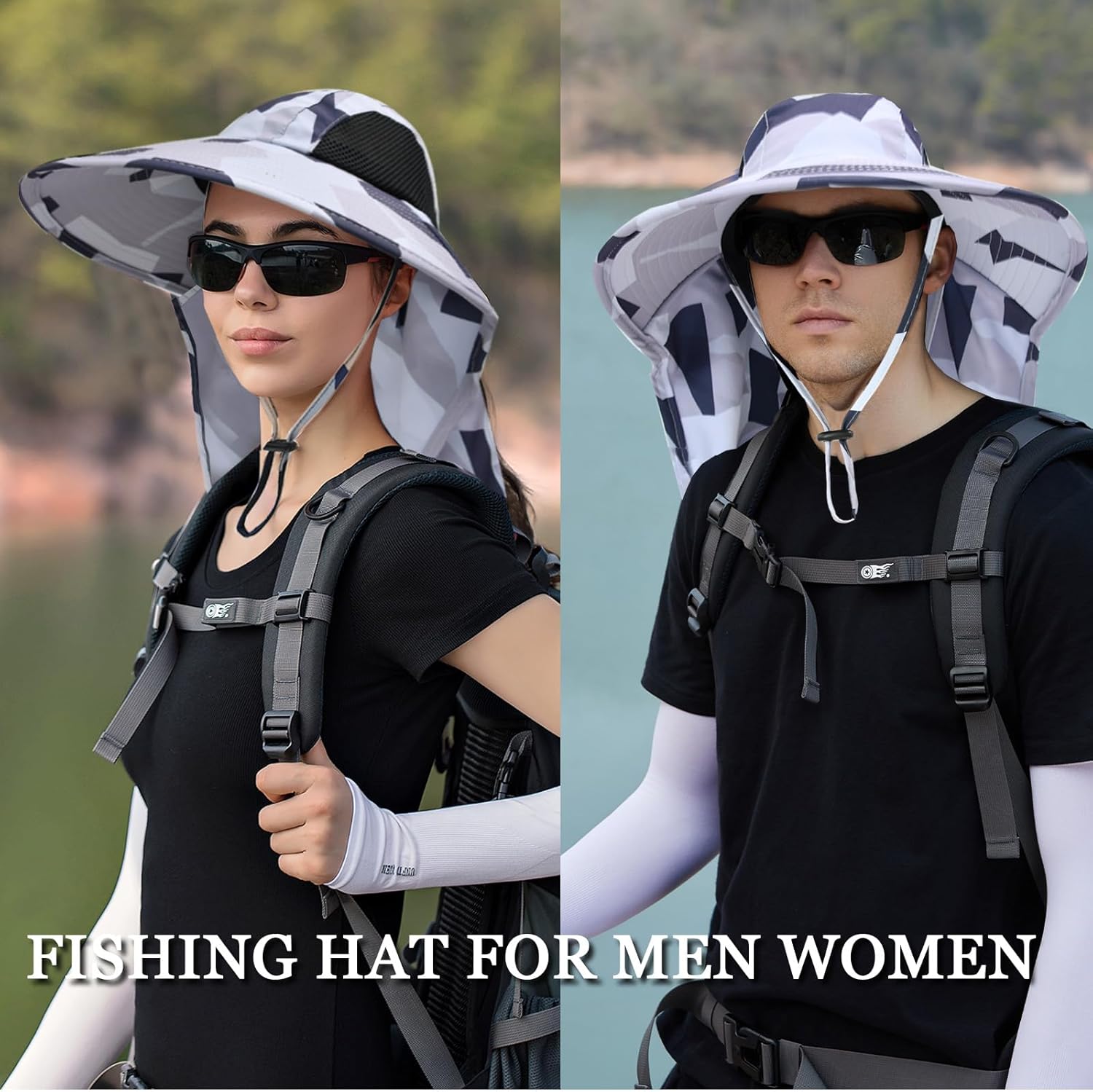 Sun Hat for Men Women with Neck Flap,UPF 50+ UV Protective Hiking Fishing Hats,Wide Brim Sun Hat for Women&Men