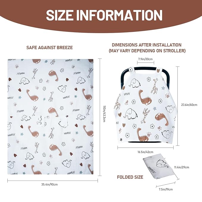 80S Muslin Car Seat Cover for Babies - Soft & Breathable Infant Carrier Canopy, Lightweight Sunshade for Summer, Universal Fit for Baby Boys & Girls-BubblyBeeBaby