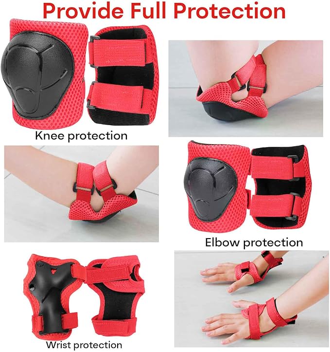 KAMUGO Kids Bike Helmet, Toddler Helmet for Ages 2-8 Boys Girls with Sports Protective Gear Set Knee Elbow Wrist Pads for Skateboard Cycling Scooter Rollerblading-BubblyBeeBaby