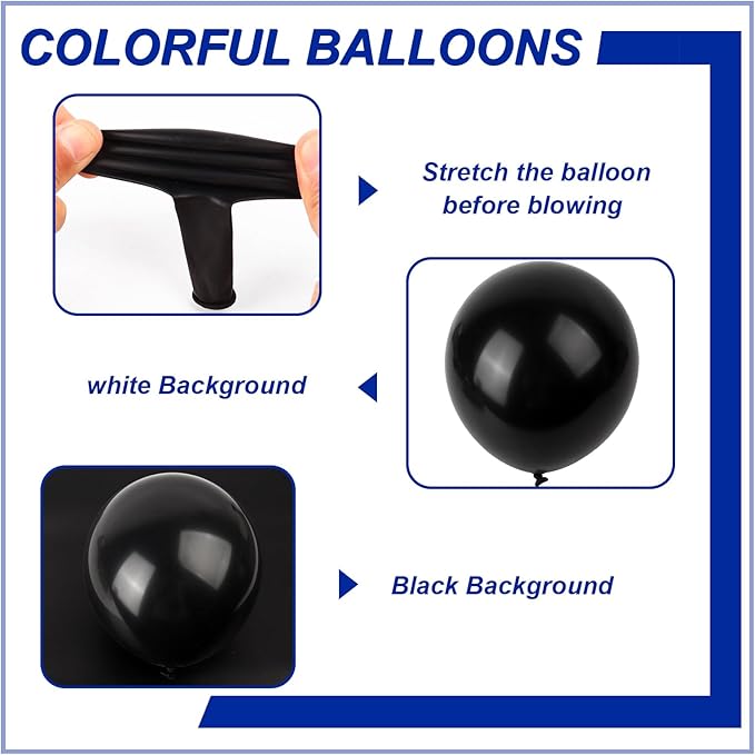 140pcs Black Round Balloons Different Sizes 18 12 10 5 Inch Latex Balloons for Arch Decoration Party Balloon Kit for Graduation Birthday Party Wedding Balloon Baby Shower Decoration-BubblyBeeBaby
