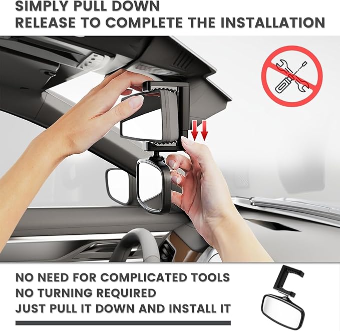 360-Degree Baby Car Mirror for Rear-Facing Seats,Kids Safety Mirrors with Tool-Free Installation,Kids Rear View Mirror BPA-Free Shatterproof & ASTM Certified (Adjustable 14"-22") (2 Pack)-BubblyBeeBaby