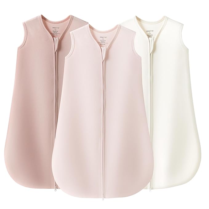 JELLYMONI Baby Sleep Sack 6-12 Months 100% Cotton Wearable Blanket, 0.5 TOG Soft Lightweight Toddler Sleeping Sack 3 Pack 2-Way Zipper Newborn Sleep Sacks-BubblyBeeBaby