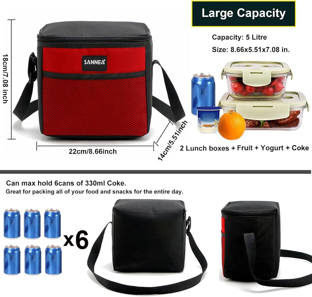 6 Can/5L Lunch Bag for Women Men Portable Lunch Box Small Cooler Bag Soft Collapsible Reusable Insulated Lunch Tote for Everyday Work Travel ((Yellow)