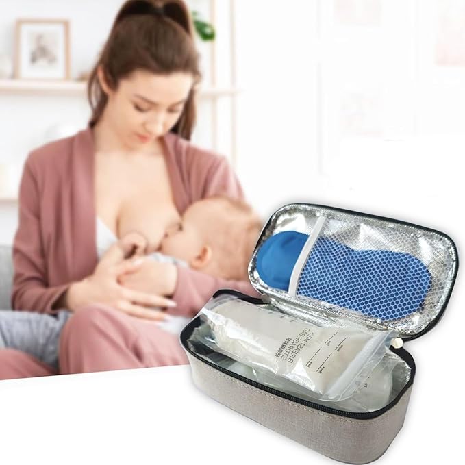 Insulated Breastmilk Cooler Bag with 2 Ice Packs - Breastmilk Cooler Organizer Bag for Daycare, Breastfeeding Mom Travel Outdoor-BubblyBeeBaby