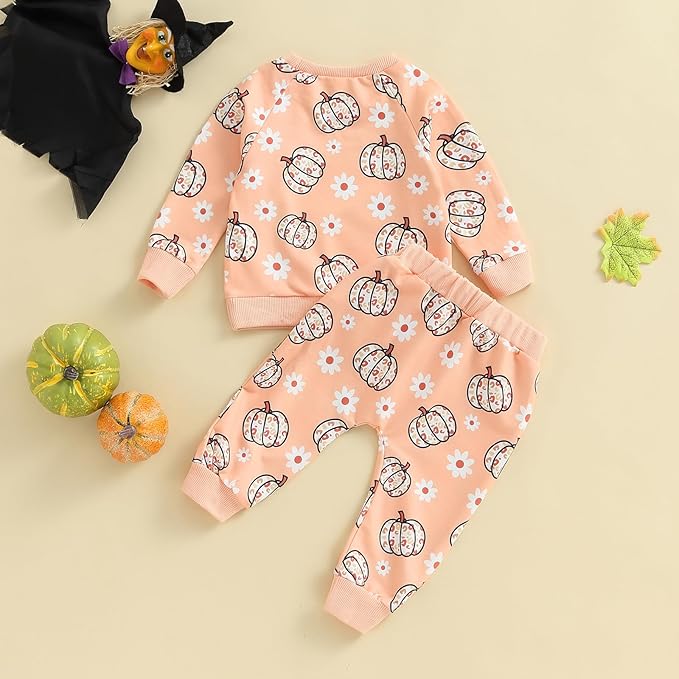 0-4T Toddler Boy Girl Halloween Outfit Fall Clothes Ghost Long Sleeve Sweatshirt Top Pants Baby Halloween Clothes-BubblyBeeBaby