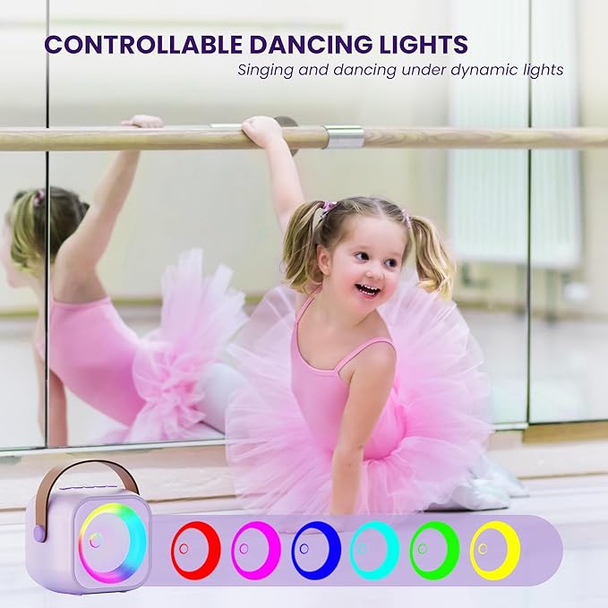 Karaoke Machine for Kids Toys for 4-12+ Year Old, Mini Portable Bluetooth Speaker with 2 Wireless Microphones, Birthday Party for Girls Boys-BubblyBeeBaby