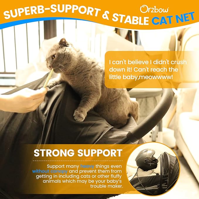 Orzbow 2-in-1 Baby Mosquito Net with UPF50+ Sunshade for Stroller, Breathable Stroller Mosquito Netting Privacy Cover with Two-Way Zipper & Storage Bag for Bassinet, Car Seat & Carrycot, Grey-BubblyBeeBaby