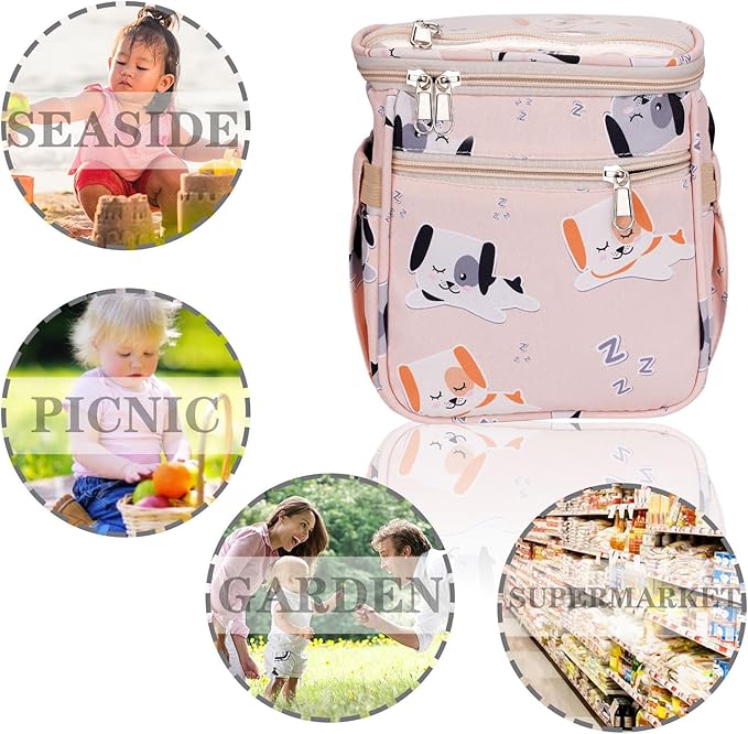 Baby Stroller Organizer Bag，Small Diaper Bag - Universal Stroller Organizer With Insulated Cup Holder,Pocket With Baby Wipes Dispenser，Adjustable Shoulder Strap(pink)-BubblyBeeBaby