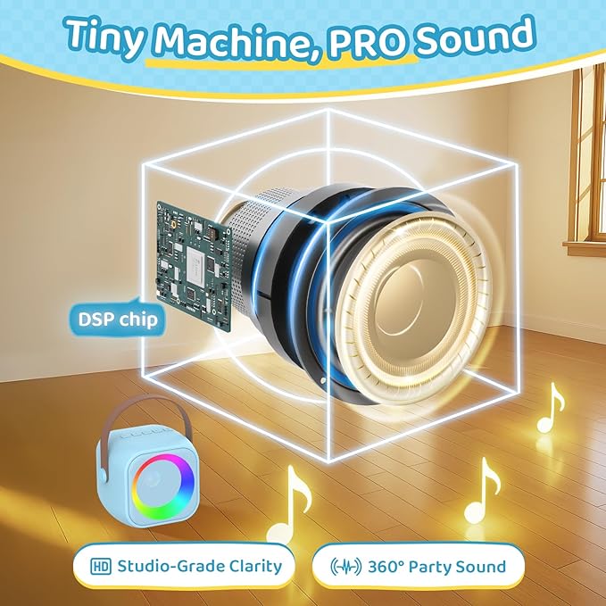 Karaoke Machine for Kids, Toys for 3-12 Years Old Girls Gifts, Kids Karaoke Microphone Machine Toy, Best Fun Christmas Birthday Gifts for 5 6 7 8 9 10 11 Years Teens Girl Boys Blue 2 Mic-BubblyBeeBaby