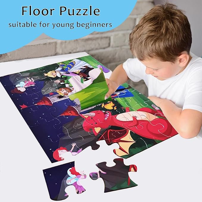 Jumbo Fairy Tales Floor Puzzle for Kids, Large Jigsaw Puzzles 35 Piece for Kids Ages 3-5,Preschool Learning & Education Toys, Gifts for 4-8 Year Old Boys and Girls (Kingdom Story)-BubblyBeeBaby