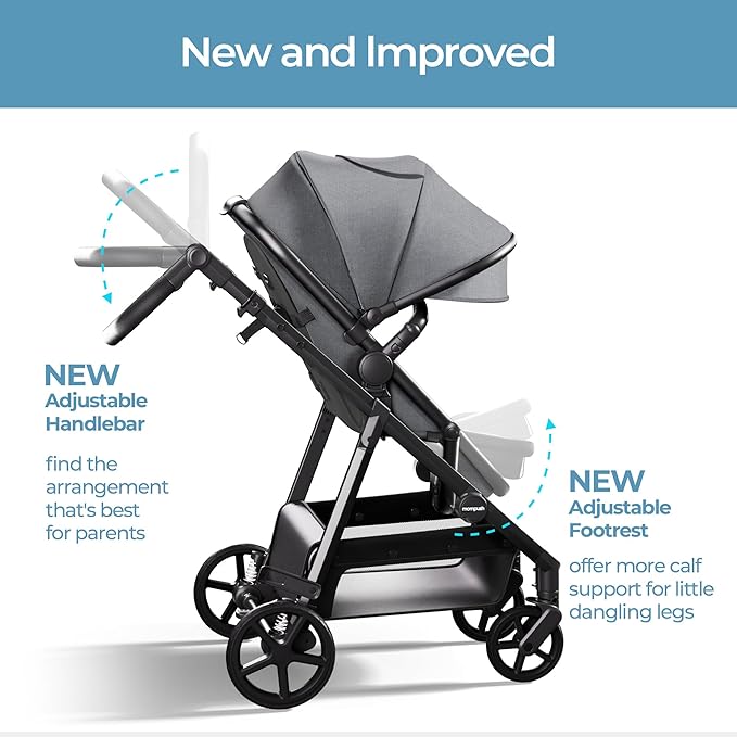 Mompush Baby Stroller, Convertible 2-in-1, Infant Car Seat Compatible, Includes Adapter - Sturdy Full-Size Infant Stroller for Family Adventures-BubblyBeeBaby