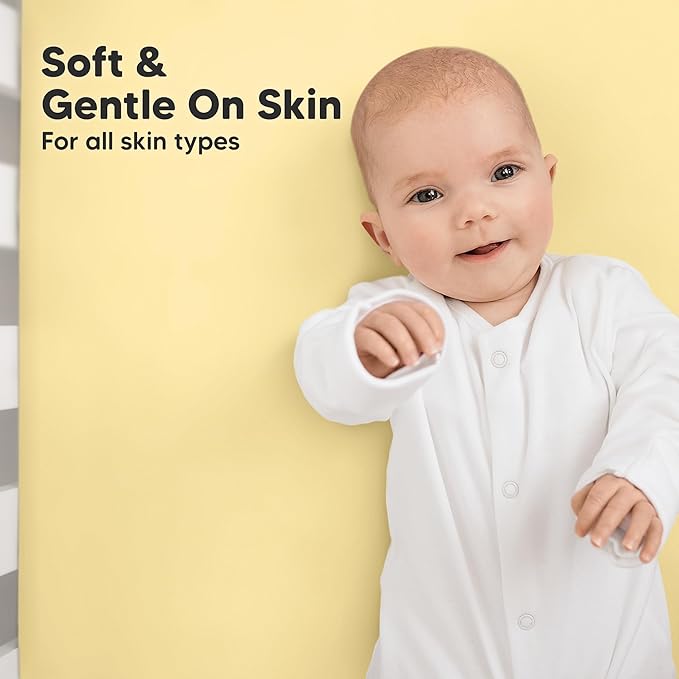 KeaBabies 2-Pack Organic Crib Sheets for Boys, Girls - 52x28 Fitted Crib Mattress Sheet Neutral, Breathable Jersey Cotton Cover for Baby Bed, Toddler Mattress, Soft & Cute Prints (Sunshine)-BubblyBeeBaby