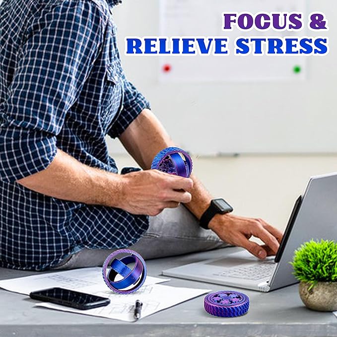 2-Pack 3D Printed Fidget Spinners for Kids & Adults - Stress Relief Toys for ADHD, Anxiety & Sensory Needs | Quiet Office Desk Toy & Party Favors - Birthday Goodie Bag Fillers for Kids-BubblyBeeBaby