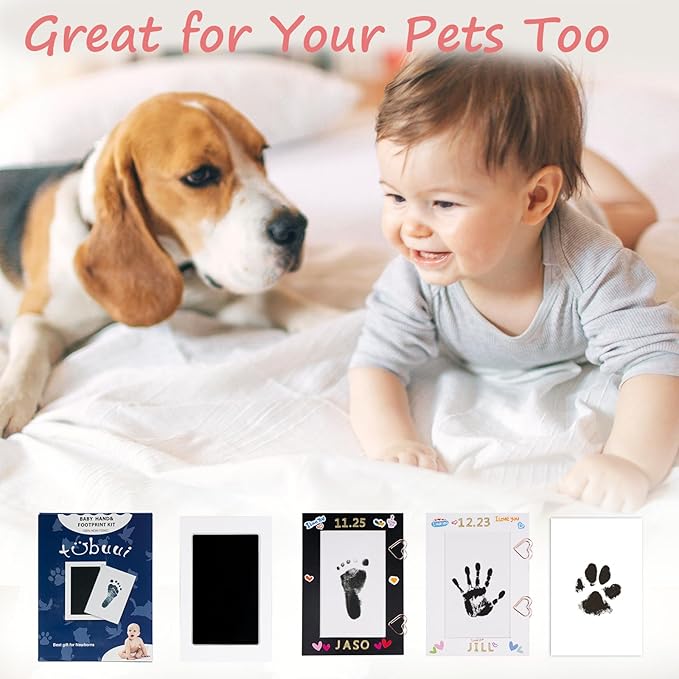 Inkless Baby Hand and Footprint Kit,Clean Touch Ink Pad for Baby Footprint Kit,No Mess Dog Paw Print Kit,DIY Footprint Ink for Baby Keepsake Gifts for Boys and Girls-BubblyBeeBaby