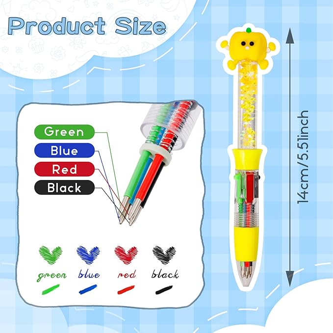 20Pcs Multicolor Pens in One 4-in-1 Cute Pens Bulk for Kids, Ballpoint Pen for Birthdays and Children's Parties, Fun Gifts Assorted Ink Kawaii Pen-BubblyBeeBaby