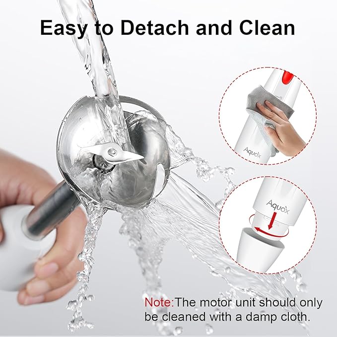 Immersion Blender 4 in 1, 16000rpm Speed, 400W Turbo Motor & Ergonomic Grip Hand Blender Set, Splash-Proof Stainless Steel Blades, for Soup, Baby Food, Smoothies, Sauce (Red+Ivory)-BubblyBeeBaby