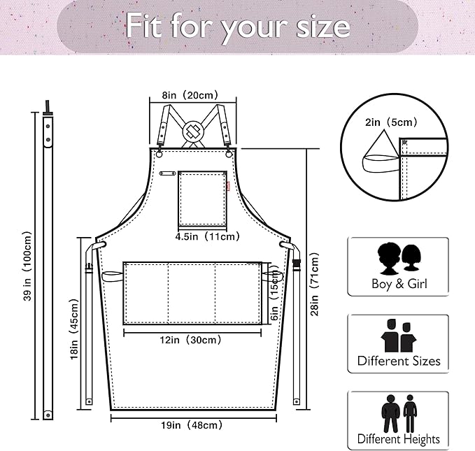 Kids Art Aprons for Painting, Gardening, Cooking, Multiple Pockets, Kids Smock for Boys & Girls, Waterproof (Age6-12)-BubblyBeeBaby