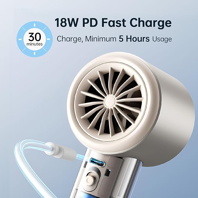 JISULIFE Handheld Fan Pro Series - Extreme Cooling Output: 1-100 Speed Scroll Wheel, Metal Body, Digital Display, 1.5H Fast Charge, 5000mAh-Portable Fan for Travel Outdoor, Gifts for Women Men(Brown)-BubblyBeeBaby