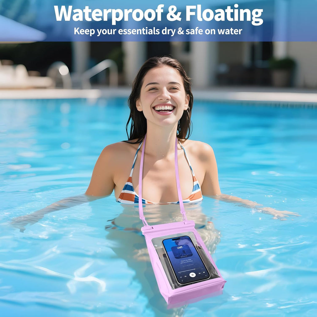 Large Waterproof Phone Pouch Floating, Waterproof Phone Case for iPhone 15 14 Pro Max 13 12 Plus 11 XS XR X Samsung up to 8.5'', IPX8 Water Proof Cell Phone Dry Bag for Beach Swimming Kayaking, Purple