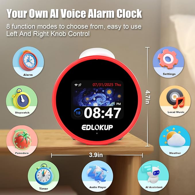 Kids Alarm Clock, Ok to Wake Clock for Kids, Sleep Trainer Clock for Toddler, Adorable Digital Alarm Clock, AI Voice Clock with Chat and 12 White Noise Sound Machine, Time Management Gift for Children-BubblyBeeBaby