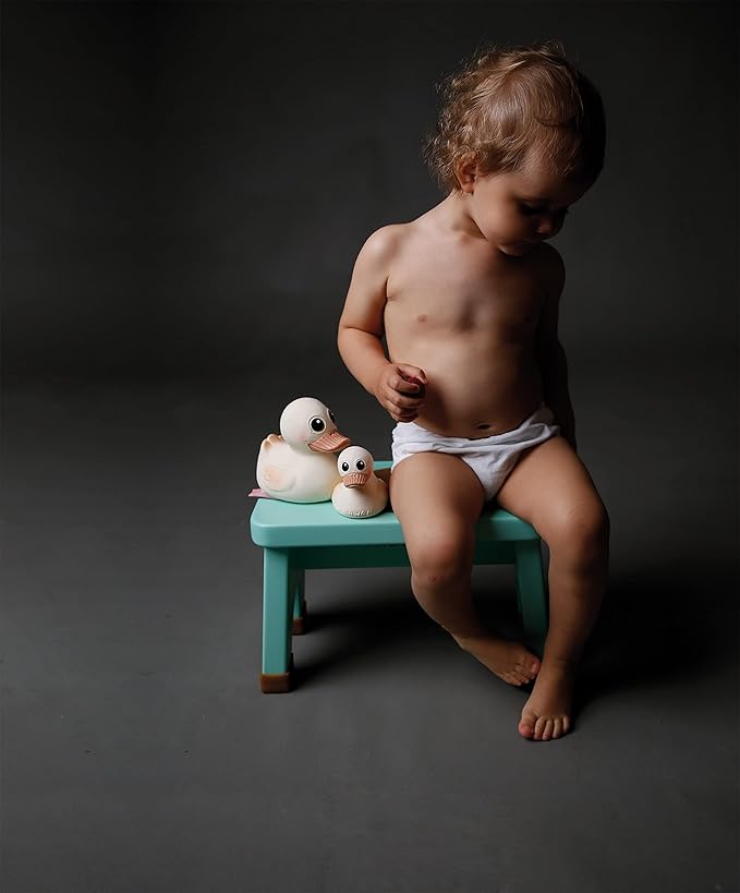 HEVEA Kawan Mini Rubber Duck - 100% Natural Rubber Baby Bath Toy - Eco Friendly, Perfect for Playing, Teething, and Bathing - Mold Free Bath Toys - Marshmallow White-BubblyBeeBaby