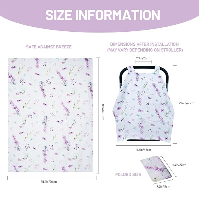 80S Muslin Car Seat Cover for Babies - Soft & Breathable Infant Carrier Canopy, Lightweight Sunshade for Summer, Universal Fit for Baby Boys & Girls-BubblyBeeBaby