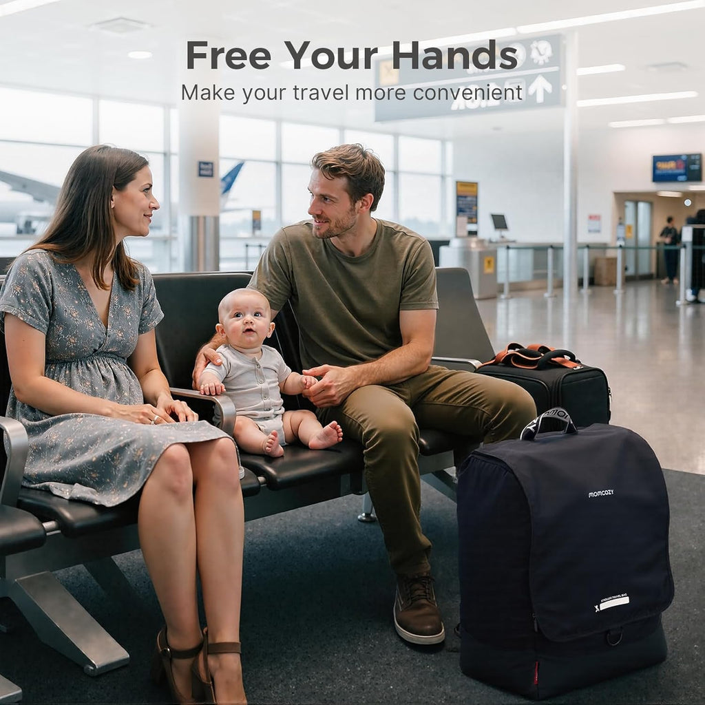Momcozy Stroller Travel Bag for Airplane | Suit ClickGo Stroller | Compatible with Strollers Folded Dimensions of 22.1 X 17.3 X 9.8 Inch | Fit Most Major Brand | Hand-held ＆ Back-carrying