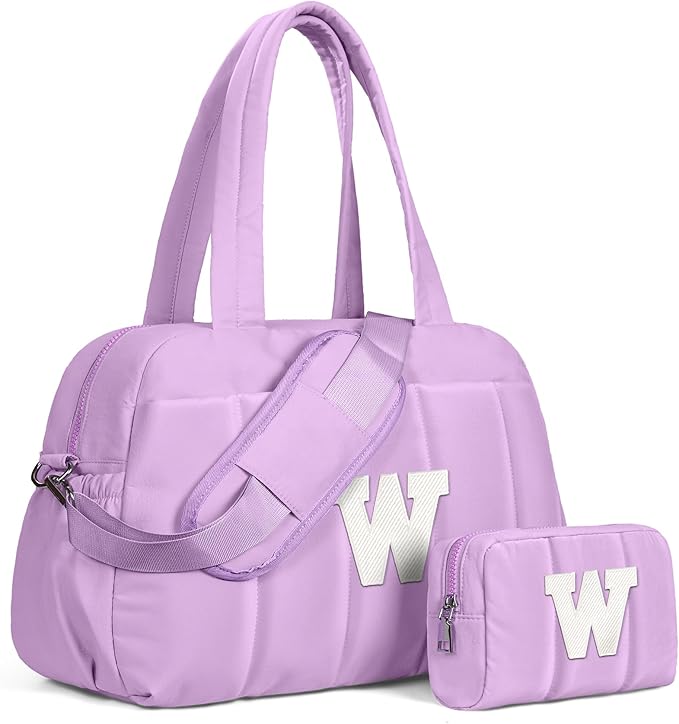 Initial Duffle Bag, Carry On Bags for Women，Overnight Bag with Wet Pocket，Trendy Gifts for Women-Lightweight Travel Bags Personalized Gym Tote with Makeup Pouch-BubblyBeeBaby