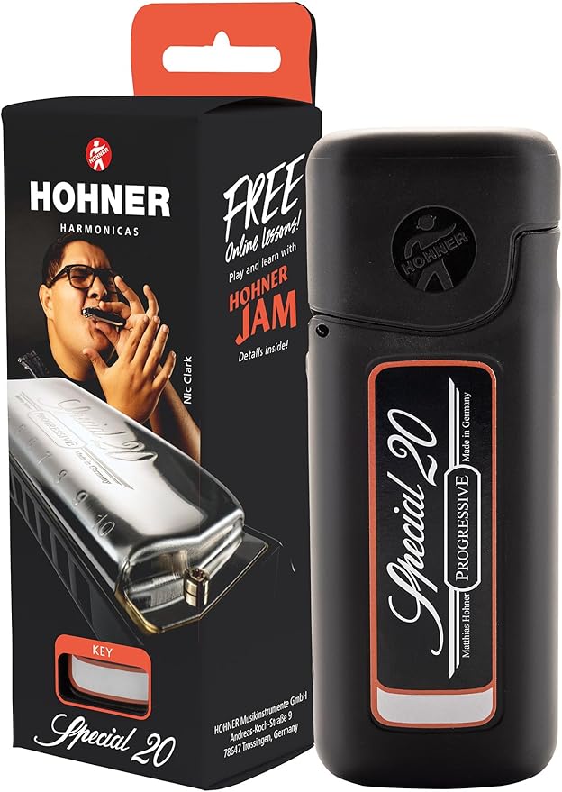 Hohner Special 20 Harmonica - Key of C Bundle with Zip Case, Instructional Manual, and Austin Bazaar Polishing Cloth-BubblyBeeBaby