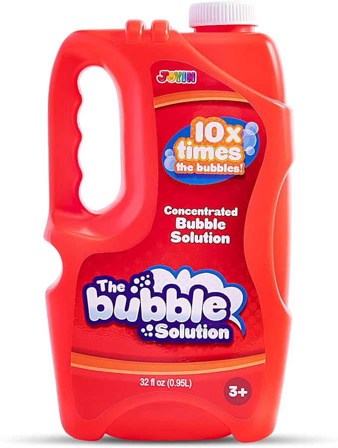 JOYIN 32 oz Bubble Solution Refills (Close to 1L/ 2.5 Gallon), Concentrated Solution for Bubble Machine, Wands, Blower, Easter (Red)-BubblyBeeBaby