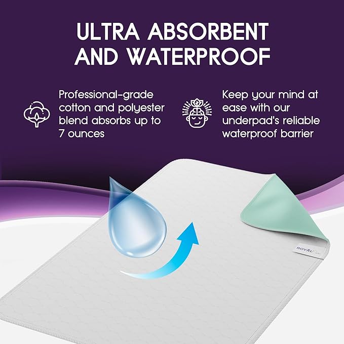 Incontinence Bed Pads - Big Size - Reusable Waterproof Underpad Chair, Sofa and Mattress Protectors - Highly Absorbent, Machine Washable - for Children, Pets and Seniors (36x72 (Pack of 1), Green)-BubblyBeeBaby