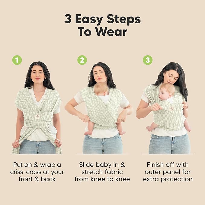 KeaBabies Baby Wrap Carrier - All in 1 Original Baby Carrier Newborn to Toddler Sling, Easy to Wear, Hands Free Bonding, Lightweight, Breathable Infant Wraps (Chevron Maze)-BubblyBeeBaby