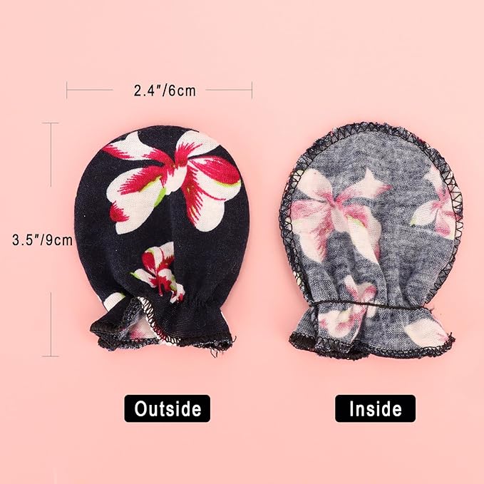 BQUBO Newborn Infant Toddler Mittens No Scratch Cotton Elastic Wrist Gloves Hypoallergenic for 0-6 Months Baby Boys Girls-BubblyBeeBaby