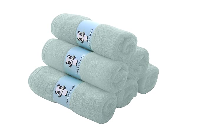 HIPHOP PANDA Baby Washcloths, Rayon Made from Bamboo - 2 Layer Ultra Soft Absorbent Newborn Bath Face Towel - Reusable Baby Wipes for Delicate Skin - Green, 30 Pack-BubblyBeeBaby