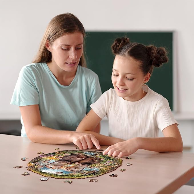 Jigfoxy Wooden Puzzles for Adults, Otter Couple Wood Puzzles Adult, Unique Animal Shape Wooden Jigsaw Puzzles for Adults, Birthday Gifts for Puzzle Lovers Family Friend (L-12.9 * 13.4in-261pcs)-BubblyBeeBaby