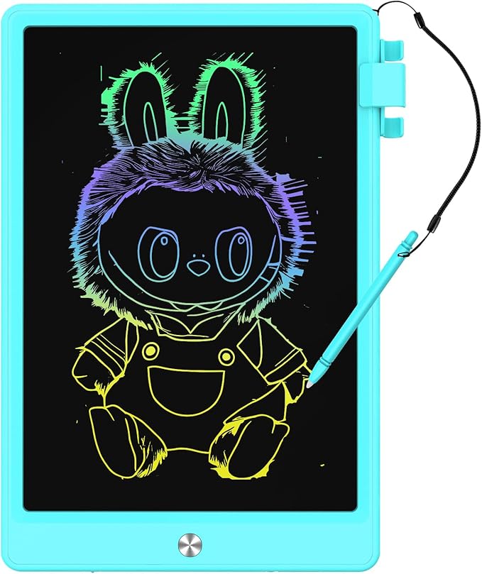 12.9 Inch LCD Writing Tablet for Kids, Colorful Toddler Doodle Board - Erasable Drawing Pad, Educational Learning Toy for Ages 3-8 - Valentine's Day Christmas Birthday Gifts (12.9 Inch, Blue)-BubblyBeeBaby