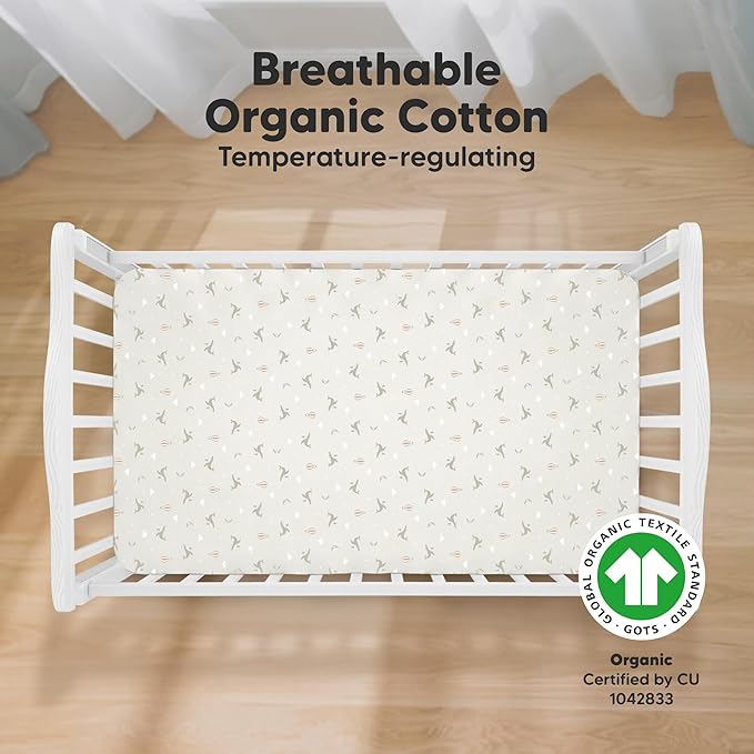 KeaBabies 2-Pack Organic Crib Sheets for Boys, Girls - 52x28 Fitted Crib Mattress Sheet Neutral, Breathable Jersey Cotton Cover for Baby Bed, Toddler Mattress, Soft & Cute Prints (Marine Muse)-BubblyBeeBaby