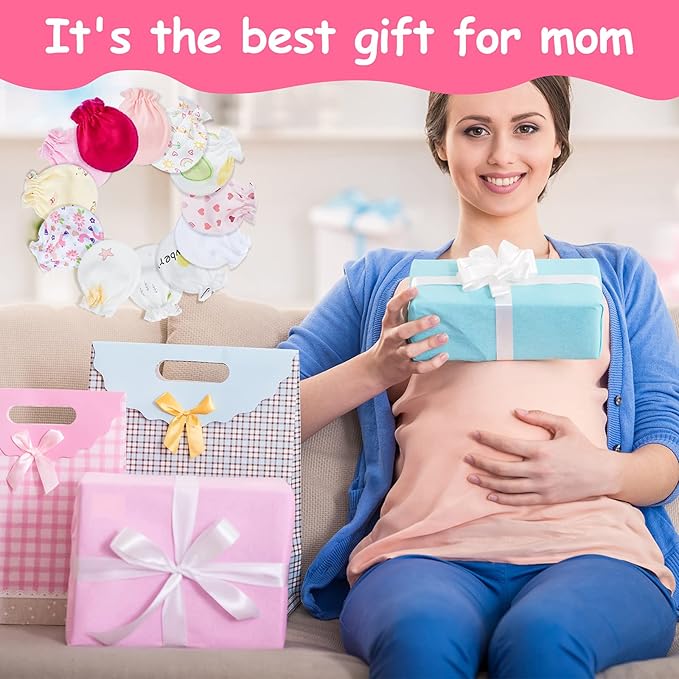 Geyoga 24 Pairs Newborn Baby Mittens Cute No Scratch Mittens Soft Elastic Infant Girl Gloves for 0-6 Months-BubblyBeeBaby