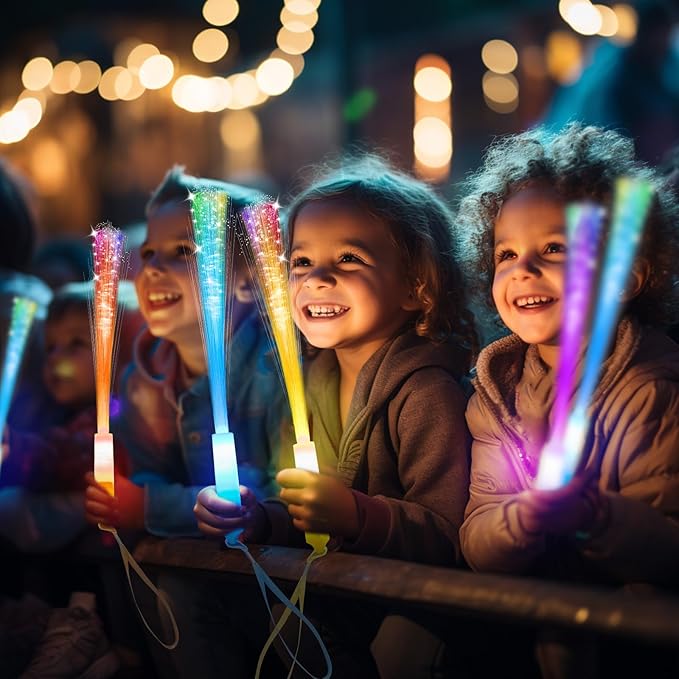 100 PCS Glow Fiber Wands Sticks,LED Light Wands,Glow in The Dark Party Supplies,Fiber Optic Wands,LED Flashing Sticks,Fiber Optic Light Wand Stick for Party,Wedding,New Year Party Favors-BubblyBeeBaby