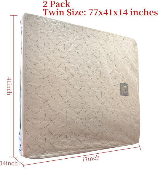 2 Pack Twin Mattress Bags for Moving and Storage-5 Mil Zipper Plastic Waterproof Mattress Storage Bags-BubblyBeeBaby