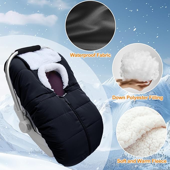 Fairy Baby Winter Car Seat Cover for Babies Carseat– Waterproof, Warm Car Seat Cover Baby – Universal Winter Cover for Back Seat, Infant Car Seat & Baby Carseat（Black）-BubblyBeeBaby