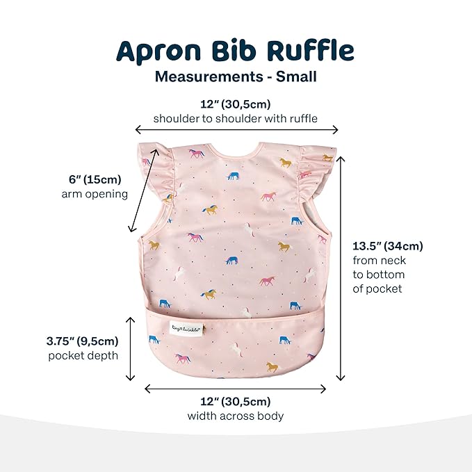 Tiny Twinkle Mess Proof Baby Bib - Waterproof & Lightweight Baby-Led Weaning Apron | 100% Recycled Polyester, Easy Clean & Machine Washable (Unicorn Confetti, Small 6-24 Months)-BubblyBeeBaby