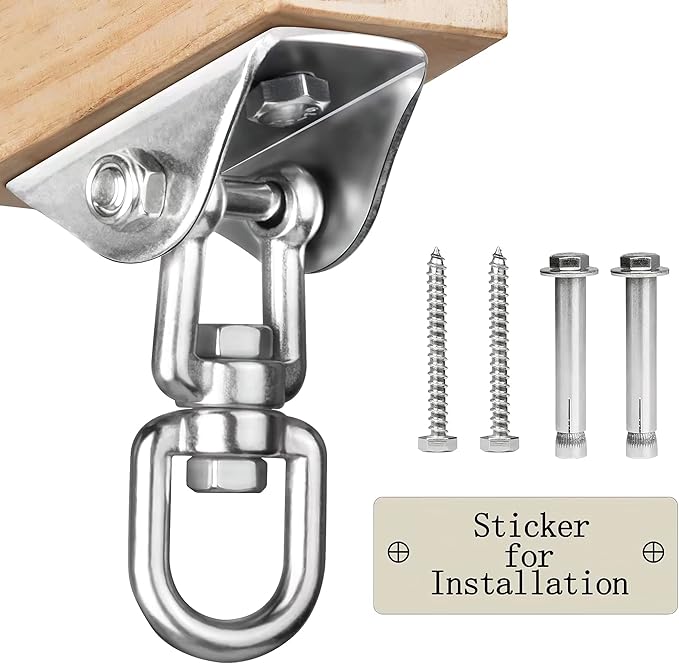 Heavy Duty Swing Hangers for Wooden Sets 2000 LB Capacity Hammock Hanger 360 Swivel Stainless Steel Swing Hardware Accessories 2 Packs for Porch Playground Yoga Heavy Bag-BubblyBeeBaby